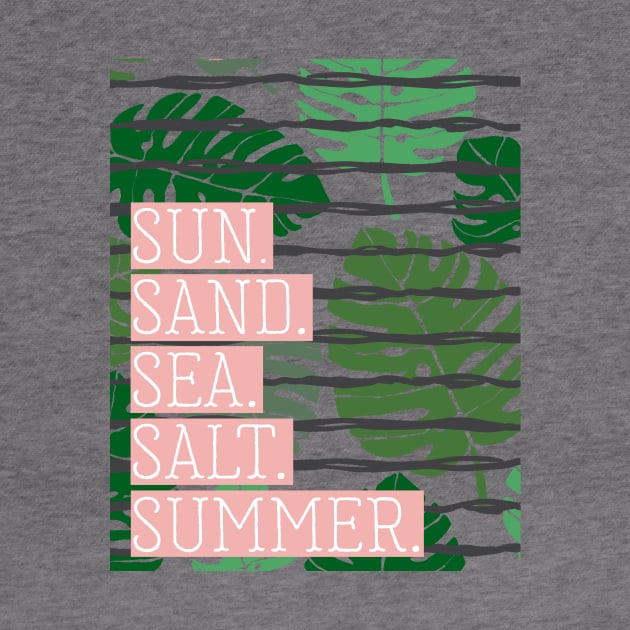 Sun Sand Sea Salt Summer Palm Print by Lovelier By Mal